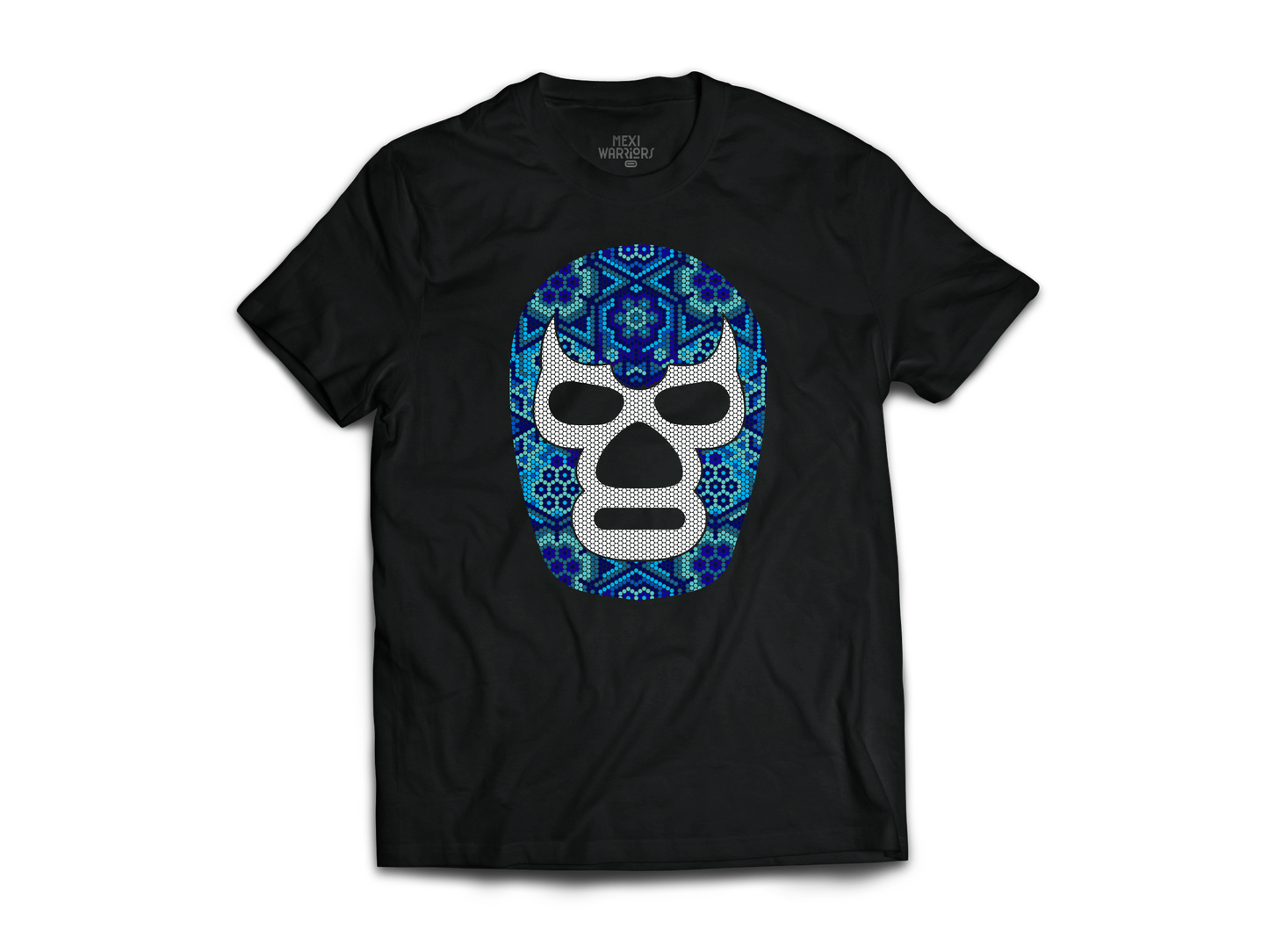 Máscara de Blue Demon estilo Huichol