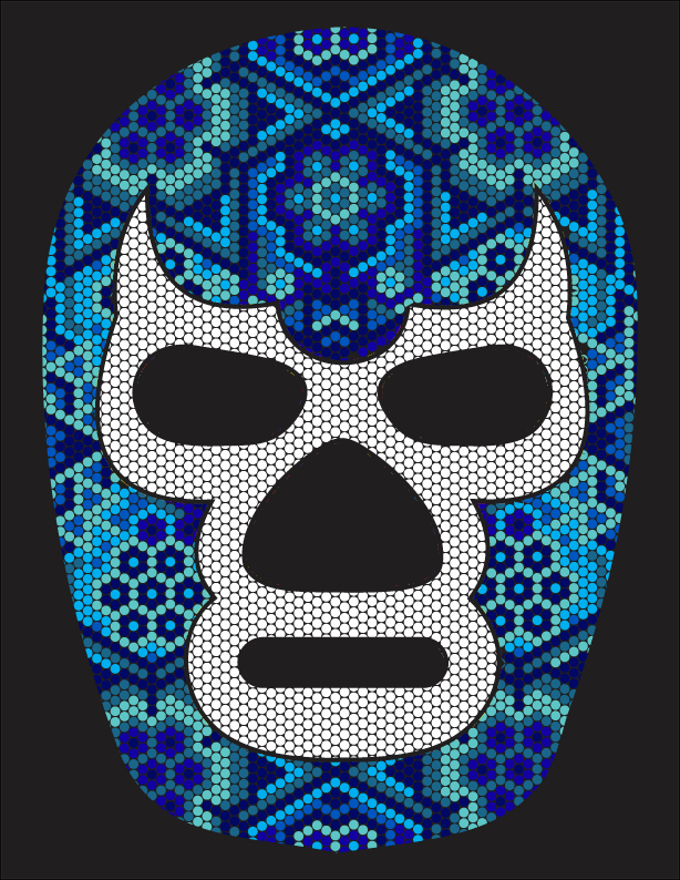 Máscara de Blue Demon estilo Huichol