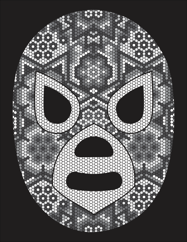 Máscara de El Santo estilo Huichol
