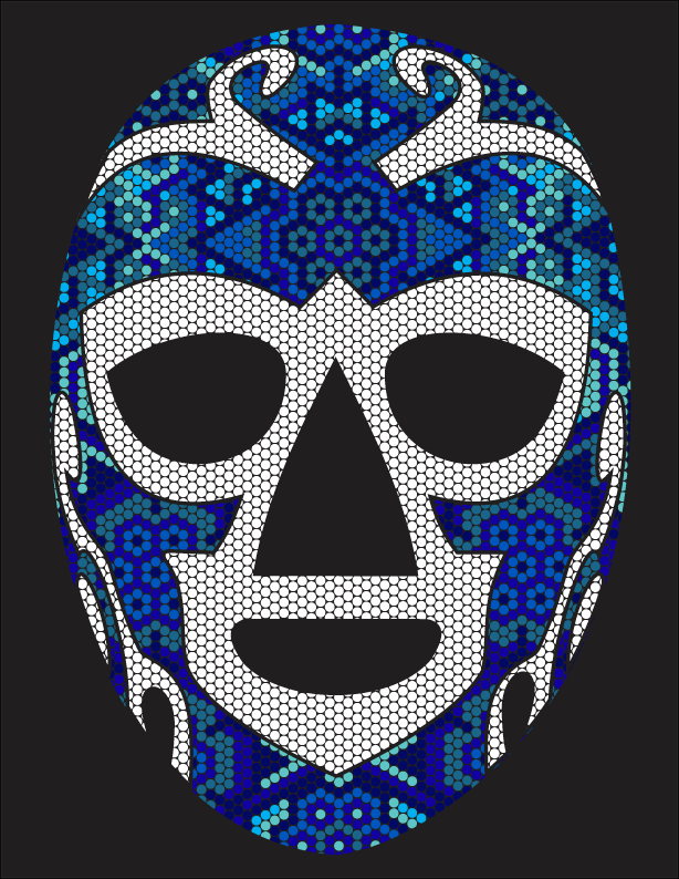 Máscara de Huracán Ramírez estilo Huichol