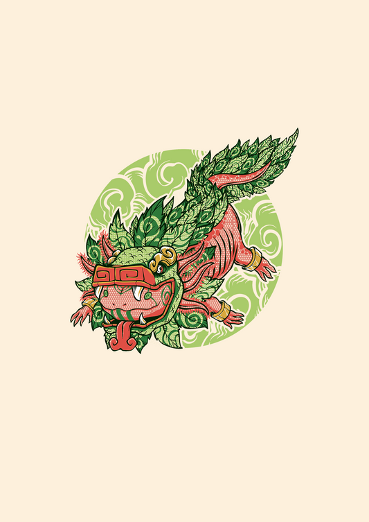 Ajolote con traje de Quetzalcoatl